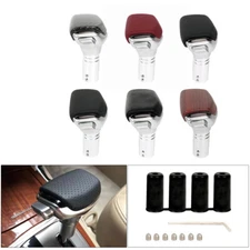 New JDM PU Leather Metal Automatic Car Gear Stick Shift Knob Shifter Push Button