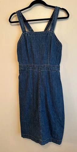 Universal Thread Denim Jeans Overalls Mini Skirt Dress Women's Size 8 Blue Bib