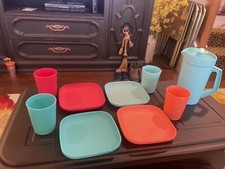 Kids mini Tupperware plates cups and pitcher