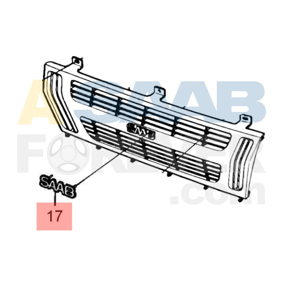 SAAB GRILLE EMBLEM 900 86-94 标志文本全新正品原始设备制造商复制 - 9289869 — 第 3/4 张图片