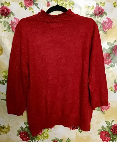 SAGE HARBOR LADIES FASHION KNIT RED LONGSLEEVE SWEATER SIZE LARGE - Picture 2 of 3