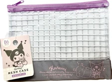 Sanrio x Daiso Kuromi B6 Mesh Case Zipper Flat Pouch, Clear