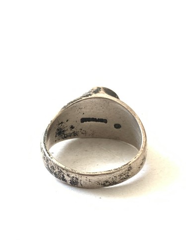 Vintage Sterling Silver Crushed Turquoise Signet Ring Sz 7.5 - Picture 3 of 6