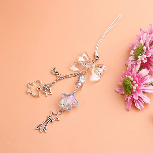 Bowknot Phone Chain Star Beads Pendant Charm Butterfly Lanyard Strap Bag Dec _yi - Zdjęcie 4 z 5