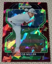 2022 Panini Prizm Draft Picks #PDP46 Jacob Miller Burgundy Cracked Ice RC 23/23