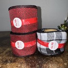 Holiday Time 2.5in x 25ft Red/Black Chevron 2 & 1 Plaid  Printed Fabric Ribbon