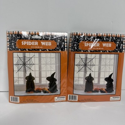 Halloween decor 6 foot spiderwebs X 2 one black one white Lot 2