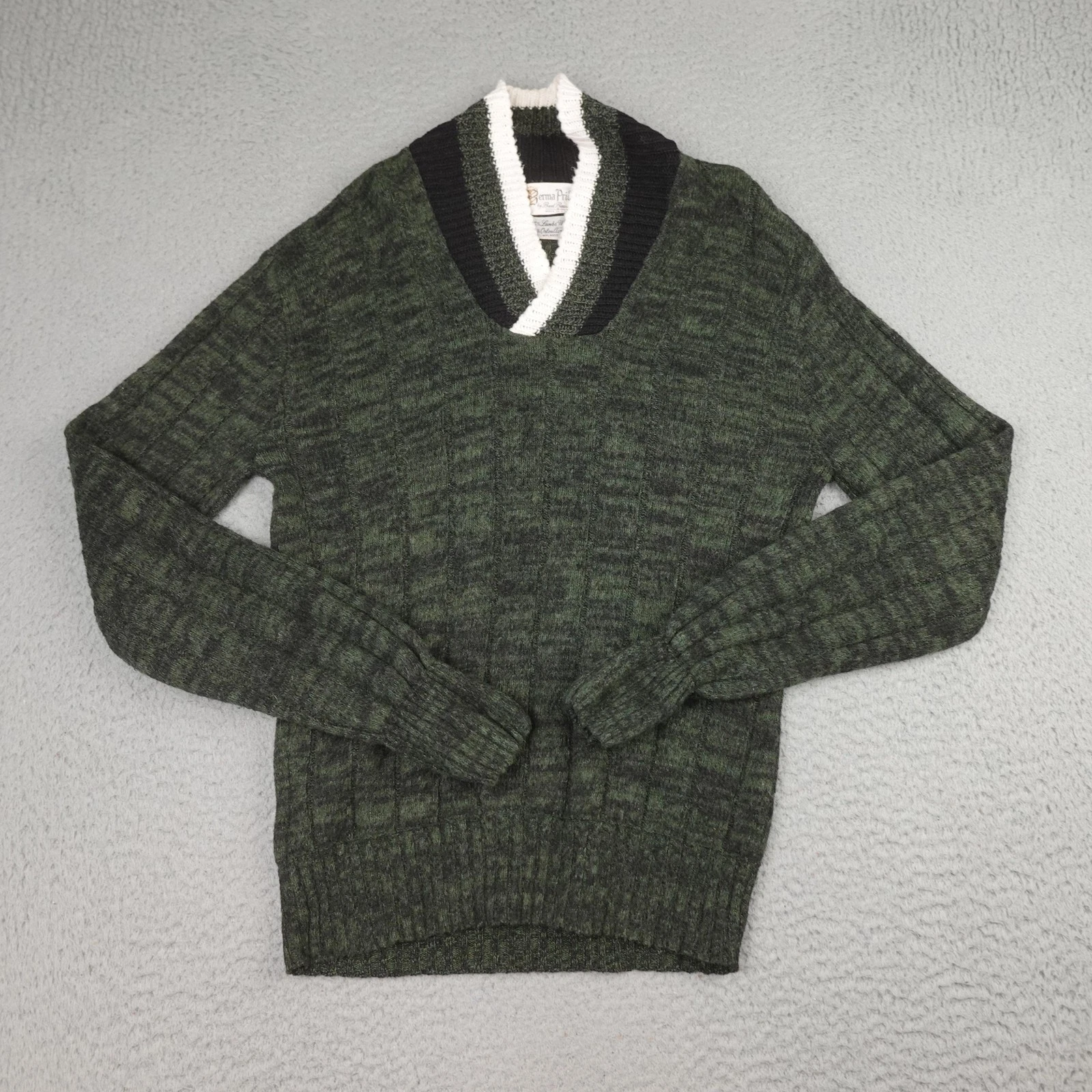 Vintage Berma Pride Sweater Mens Large Wool Blend Shawl Collar Pullover USA 90s