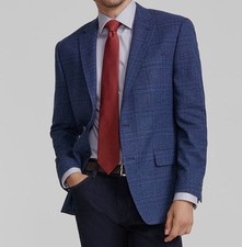 Michael Kors Men's Blue Classic-Fit Plaid Pattern Sport Coat Jacket Size 46R