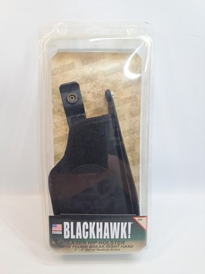 BLACKHAWK LASER HIP HOLSTER THUMB BREAK RT HAND 3''-4'' BARREL MEDIUM AUTOS SZ L1