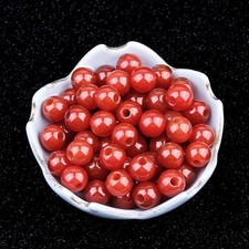 50pcs Natural Red Agate Stone Round Big Hole Beads DIY Jewelry 10mm Hole 3mm