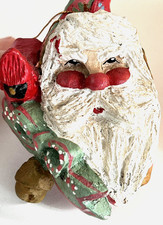 House Of Hatten Santa Ornament Red CardinalBird Folk Art 1992 Vintage