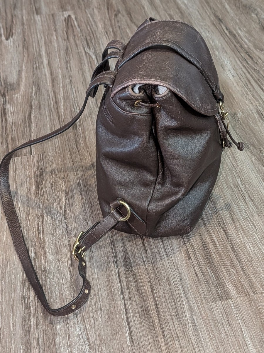 Vintage Coach Legacy Brown Leather Drawstring Backpack 9368 Flap