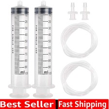 2pcs 100ml Large Plastic Syringe with 2pcs 47in Handy Plastic Tubing and Luer...