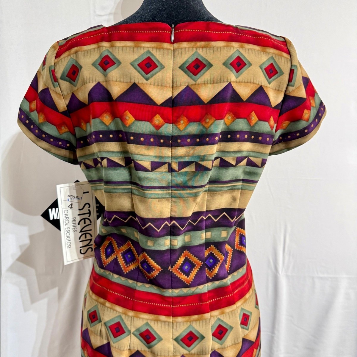 NWT Vintage J Stevens Carol Escritor Southwestern Sheath Dress Petites 4 USA View 4