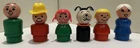 Vintage Fisher Price 6 Little People Figures Lot Mixed People and Dog