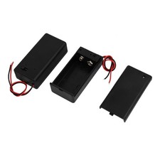 2Pc ON/OFF Switch 2 Wires Covered Battery Holder Case for 9V Battery