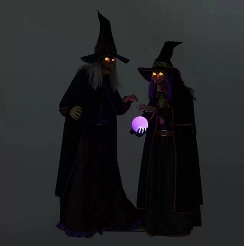 Members Mark Pre-Lit Animated Crystal Ball Witches Halloween Decor Set of 2 - Picture 4 of 5