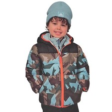 NWT 2T Snozu Kids Camo Puffer Jacket Fleece Lined W/ 2 zippers and Hat Set