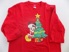 Disney Mickey Mouse Christmas Sweatshirt Adult Large Red Cotton/Poly NOS w/o Tag
