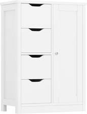 Bathroom Floor Storage Cabinet, Wooden Storage Organizer with 4 Drawers and 1 Cu