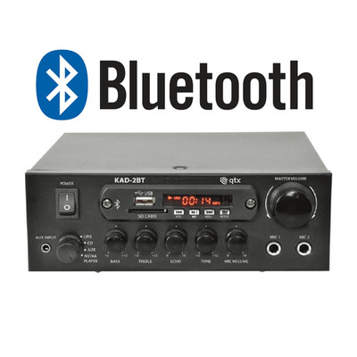 QTX Bluetooth HiFi Stereo Verstärker 2 x 55W FM USB Aux Mikrofon Desktop Mini Amp