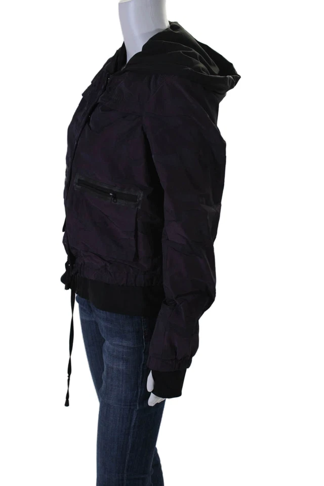 Blanc Noir Womens Camouflage Print Snapped Buttoned Zipped Jacket Purple Size S - Image 2 of 4