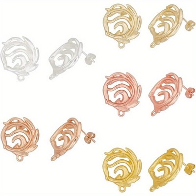 1box 5 Pairs 5 colors Alloy Stud Earring Findings with Loop Brass Pins and Ear
