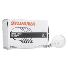 Sylvania Incandescent 25W G16.5 Decor Globe Light Bulb, E12 6 Count (Pack of 1)
