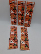 Vtg Halloween Lot of 5 Sticker Sheets NOS Paper Art 2001 Sealed