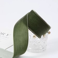 1" x 10Yards Army Green Velvet Ribbon Roll DIY Craft Supplies, Gift Wrapping