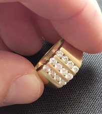 1.20Ct Round Cut White Moissanite Men's Wedding Band Ring 14k Yellow Gold Plated