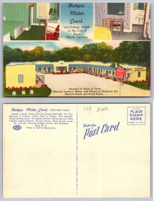 #ad #ad Hodges Motor Court Dunn North Carolina Postcard $1.99