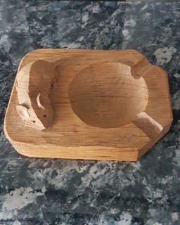 Robert Mouseman Thompson Carved Oak Ashtray