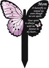 Mom Memorial Stakes Cemetery Grave Plaque Stake Markers Memorial Butterfly Plaqu