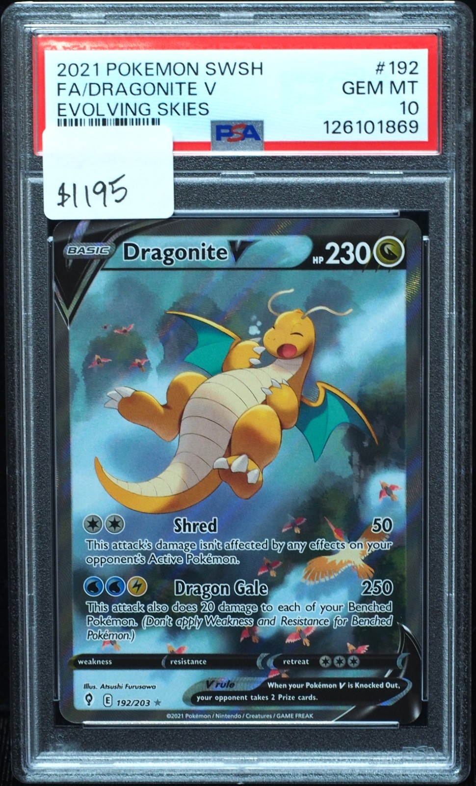 Dragonite V 192 PSA 10 Gem Mint Evolving Skies Pokemon Card