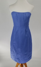 J CREW Size 4 Erica Cotton Cady Strapless Dress Dark Hydrangea NEW