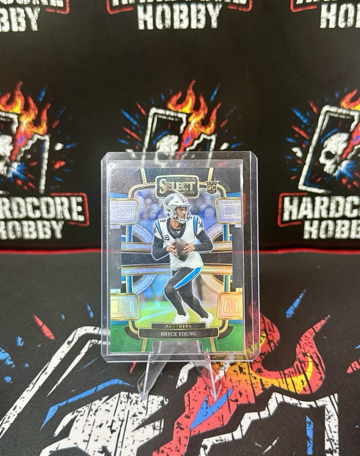 2023 Panini Select Bryce Young RC Black and Green Prizm Die Cut Concourse #14