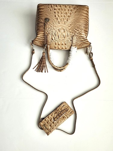 🌹Brahmin Duxbury Satchel Shortbread Leather Crossbody Bag+ Wallet+ Tassel NWT - Picture 6 of 11