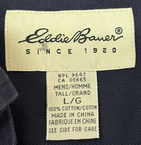 Eddie Bauer LG Heavy Weight Button Down Long Sleeve Work Shirt Dark Blue - Picture 8 of 9