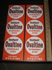 OVALTINE 1950s store shelf display ORANGE (1 item) instant drink mix can jar