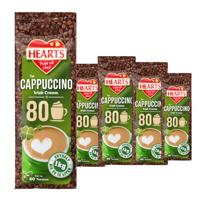 HEARTS Cappuccino Irish Cream 5 x 1kg Großpackung Instantkaffee Pulver