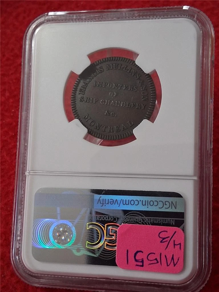 (1828) Canada Token Montreal LC-17A1 Francis Mullins & Son NGC XF 45 BN #MF-1551