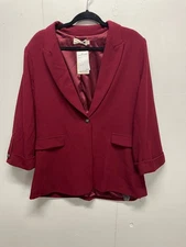 Everleigh Women’s  Maroon Blazer Jacket 3/4 Cuffed Sleeves Size XL Burgundy NEW