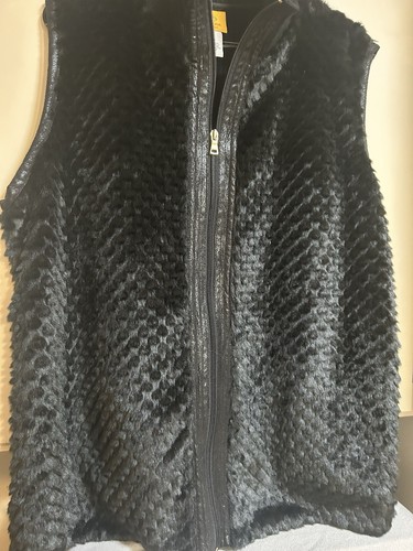 RUBY ROAD Plus Size WOMENS BLACK FAUX FUR VEST JACKET Size 1x - Picture 4 of 4