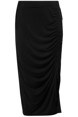 Ulla Popken Damen große Größen Midirock Schlitz Raffung Slim Elastikbund 828274