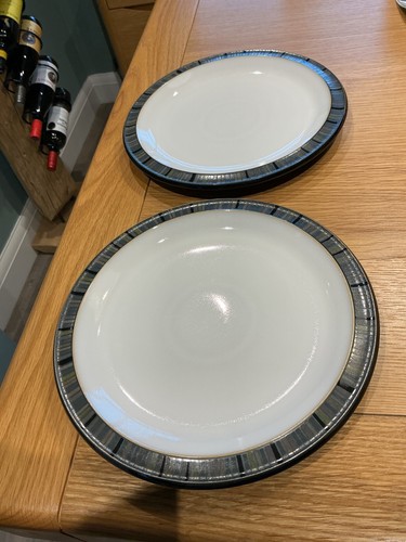 Denby Jet Stripes Salad / Dessert Plates x 2 Stoneware Tableware Lot B