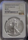 2012 W US Silver Eagle $1 Burnished NGC MS70