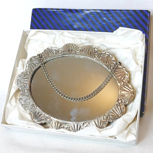 Vintage Wall Mirror 900 Coin Silver 5.5 Inch Oval Turkish Floral Wedding Hanging - Picture 4 of 8