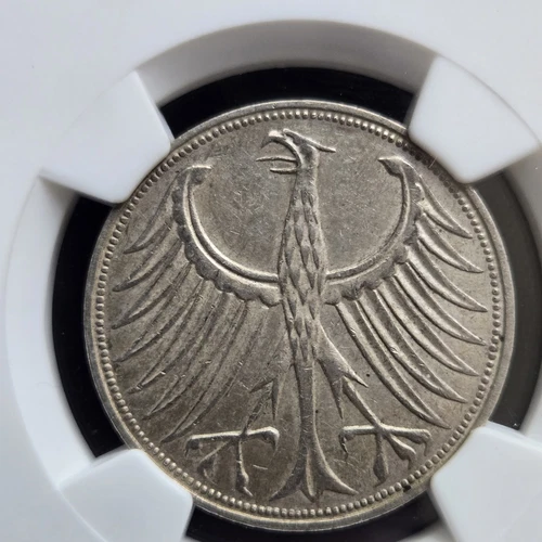 1968 F Germany 5 Mark NGC AU58